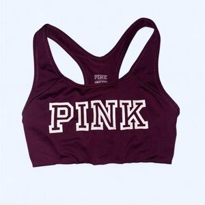 PINK Victoria's Secret Maroon Sports Bra with White Logo